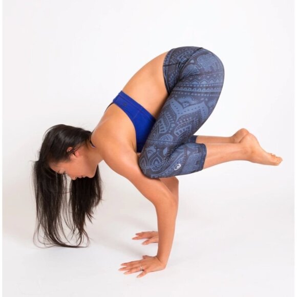 My Inner Fire Sacred Elephant Print Yoga Capri Crop Leggings - Picture 3 of 12